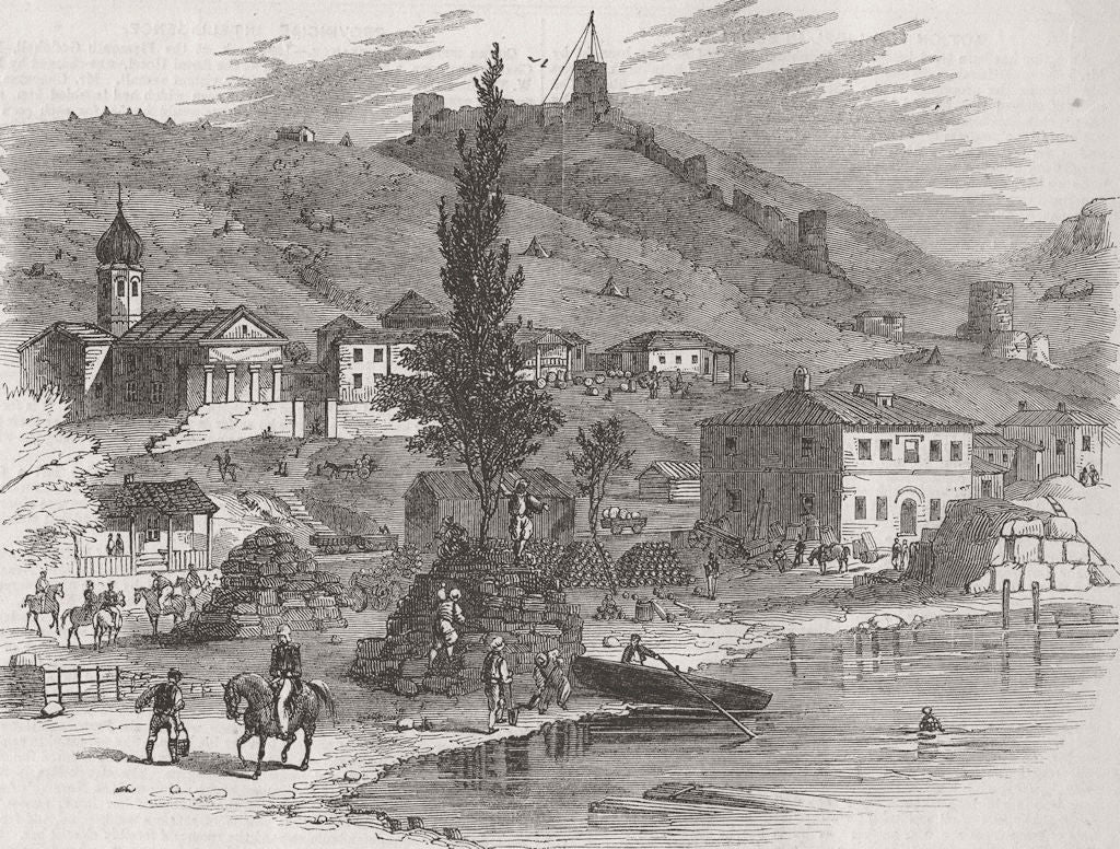 UKRAINE. Ordnance wharf, Balaklava 1856 old antique vintage print picture